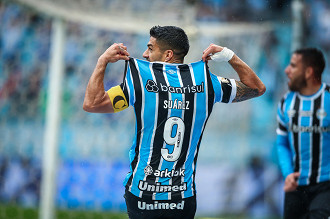 Suárez vive grande momento e aumenta chances de título do Brasileirão. (Foto: Lucas Uebel / Grêmio FBPA)
