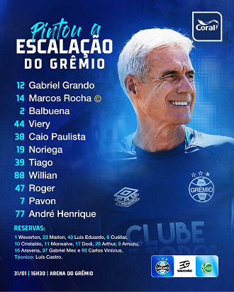 Divulgação/Grêmio