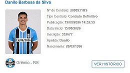 Danilo Barbosa é regularizado no Grêmio e pode estrear contra o Bragantino Danilo Barbosa é regularizado no Grêmio e pode estrear contra o Bragantino