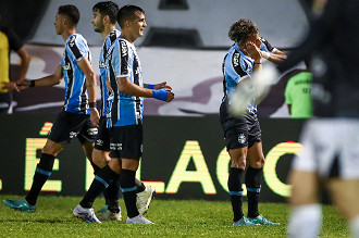 Bitello marcou um dos gols da vitória sobre o ABC, pela 3ª fase da Copa do Brasil. (Foto: Lucas Uebel / Grêmio FBPA)